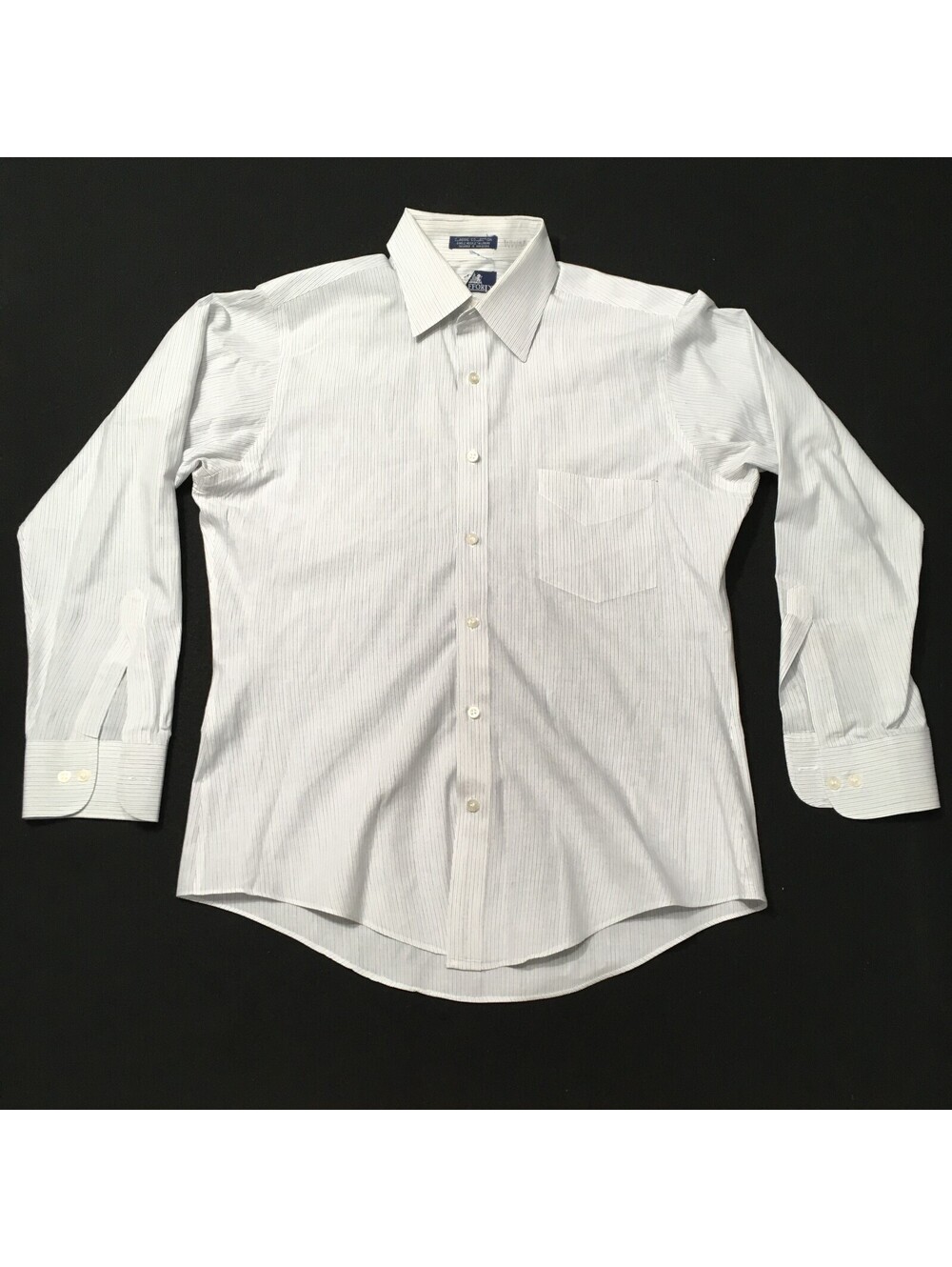 Stafford classic Shirt Blue Button Mens 15 31 see measurements SLIM pin stripe
